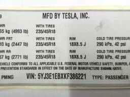 Label (Aufkleber, Aufkleber) Basic mit Produktionsinformationen Tesla Modell 3 1462927-00-